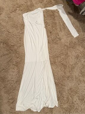 White One-Shoulder Long Women’s Dress